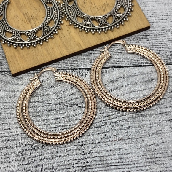 BUNDLE lot 3 boho statement hoop earrings - Picture 2 of 6